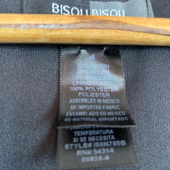 Bisou Bisou Cap Sleeve little solid black dress Coquette Preppy Goth Sz 4 Small - Picture 3 of 5